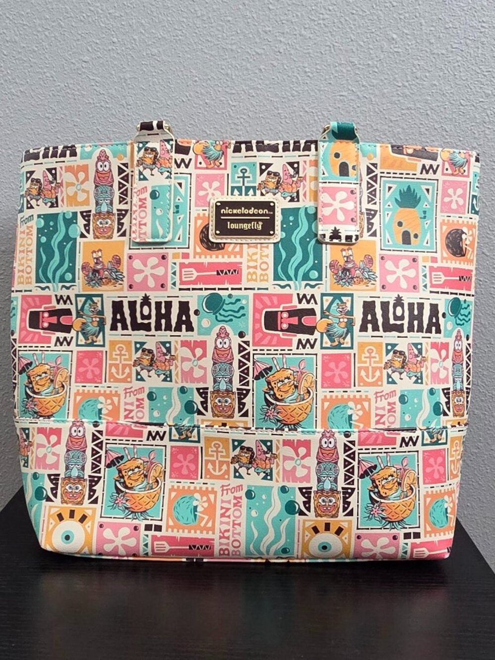 Loungefly SpongeBob SquarePants Characters Tropical Allover Print Tote Bag